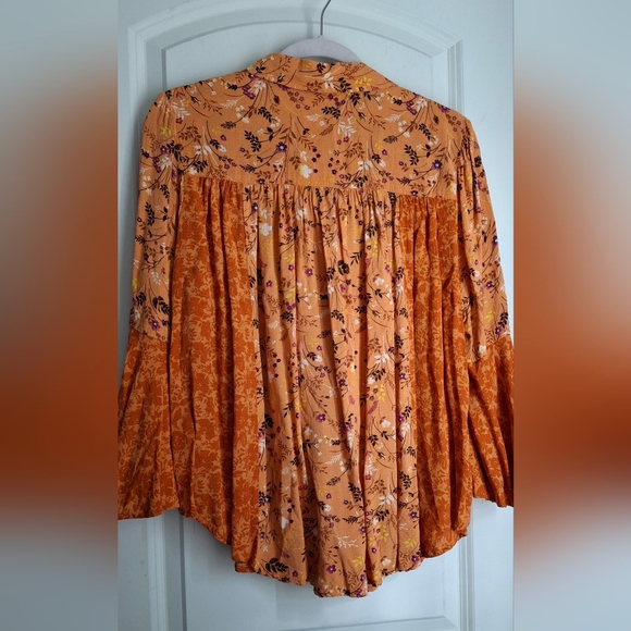 Cato floral ruffle sleeve rayon womens top size large patchwork print boho lagen - Picture 5 of 8